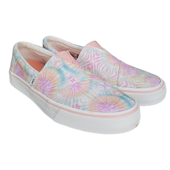 NEW Toms Alpargata Fenix Candy Pink Tie Dye Slip On Loafer Sneakers Pastel 9.5 - Picture 1 of 10